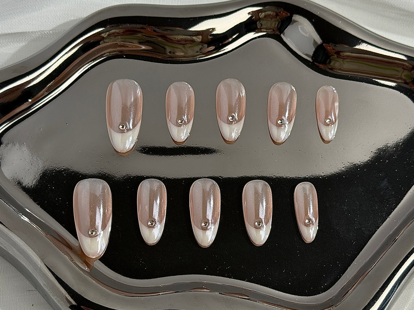 Aurora Pearl French Press-On Nails | Minimalist Luxe | Handmade