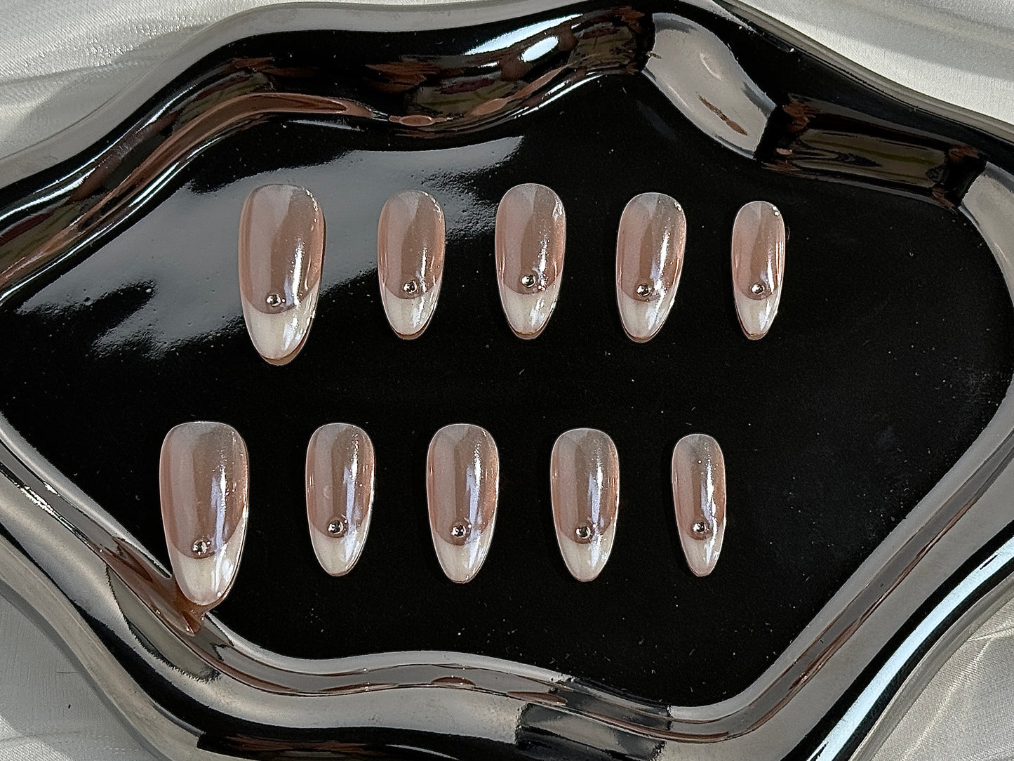 Aurora Pearl French Press-On Nails | Minimalist Luxe | Handmade
