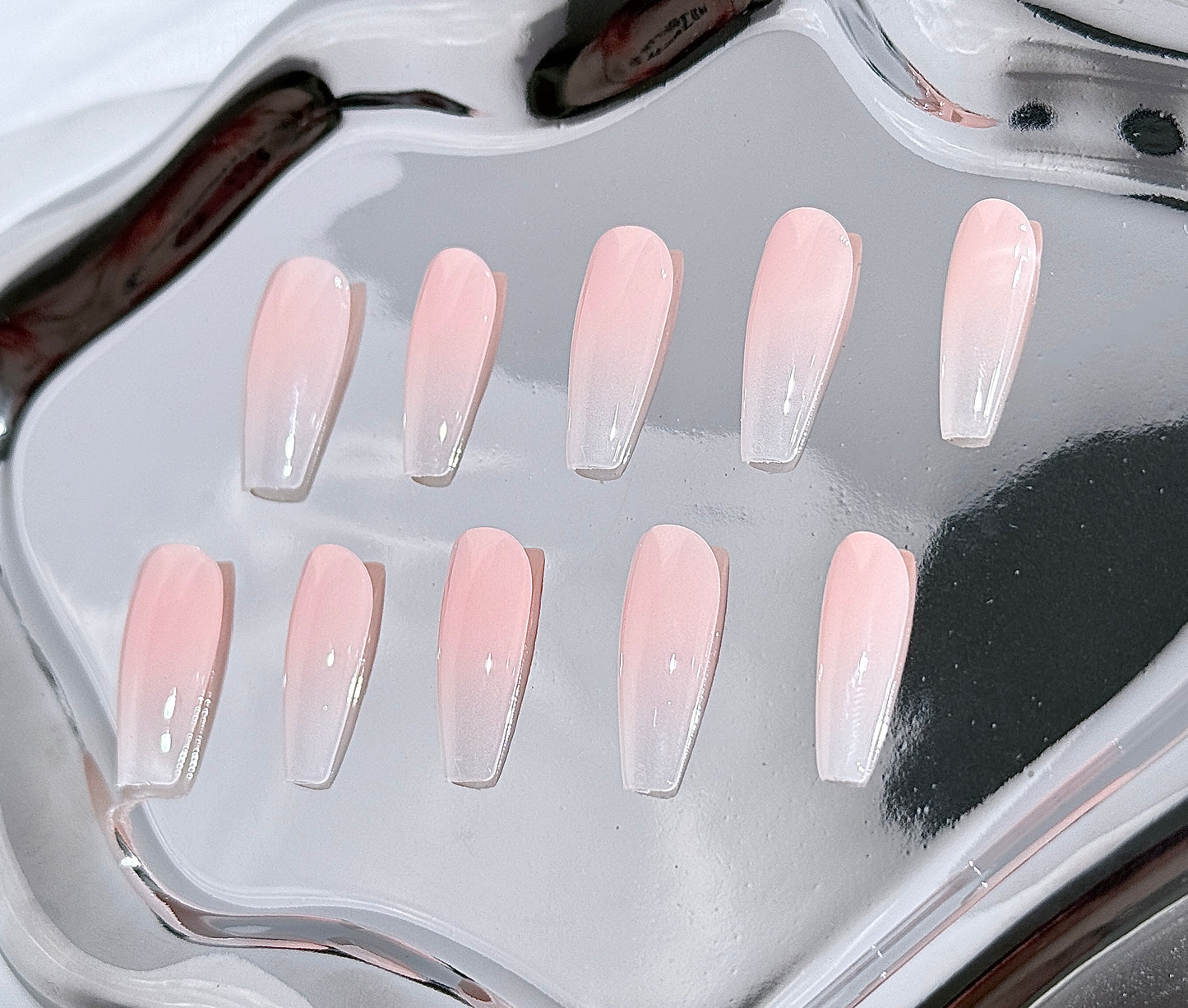 Nude Gradient Press-On Nails | Soft Skin-Tone Ombre – Handmade